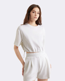 超寬鬆短版涼感運動衫, BRIGHT WHITE, hi-res
