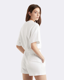 超寬鬆短版涼感運動衫, BRIGHT WHITE, hi-res