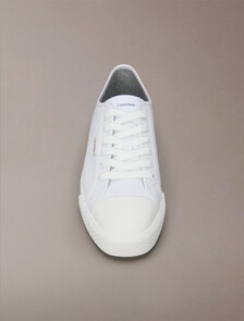 Alvaro - Cotton Canvas Logo Trainers, Triple Bright White, hi-res