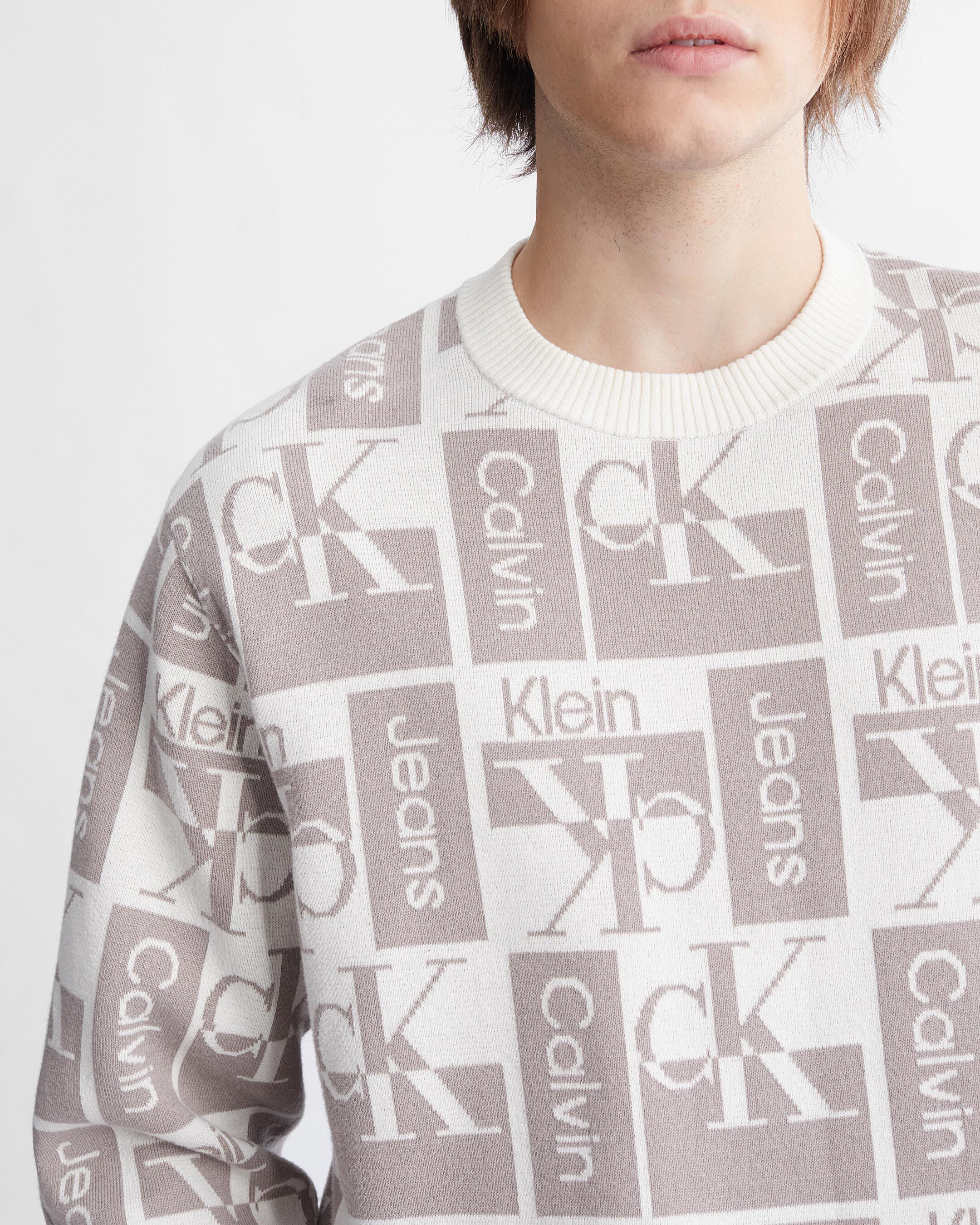 All Over Print Monogram Sweater white Calvin Klein Taiwan