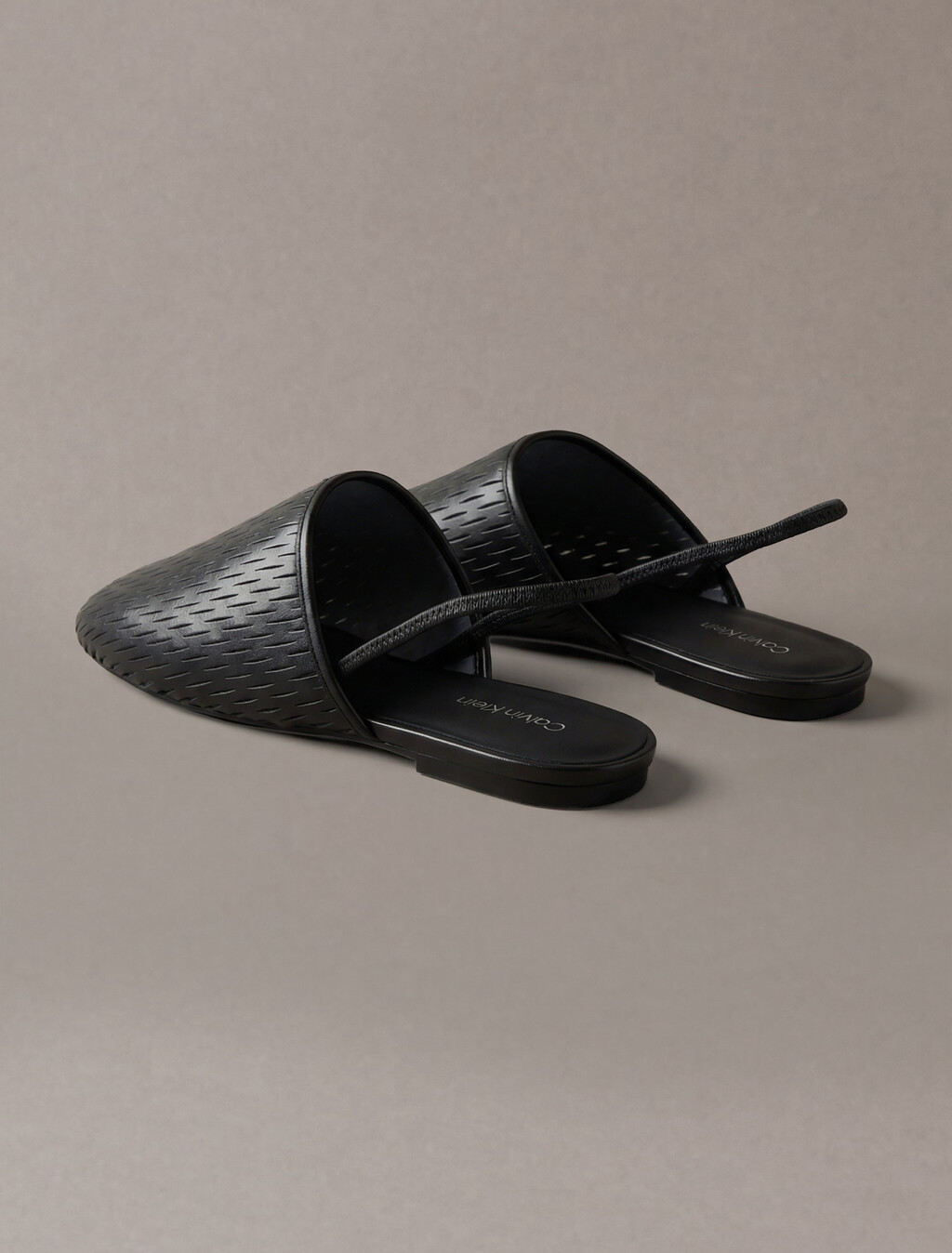 Leather Slingback Mules, Triple Black, hi-res