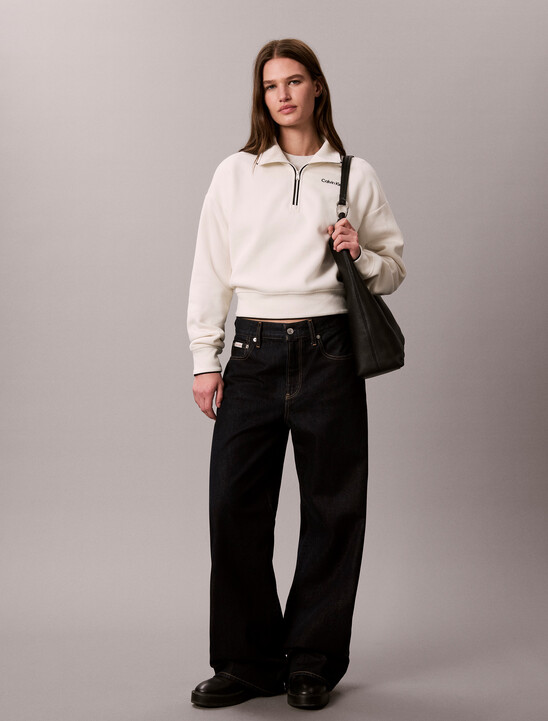 Brushed Cotton Terry 1/4 Zip Sweatshirt