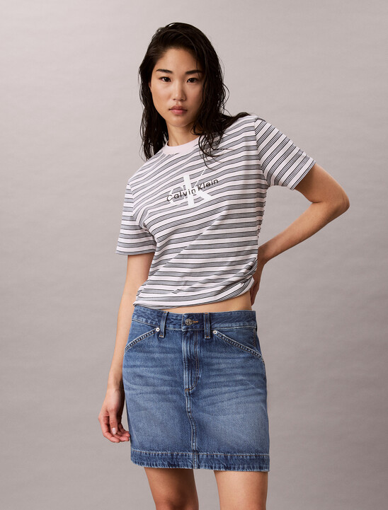 Striped Monogram Logo T-Shirt