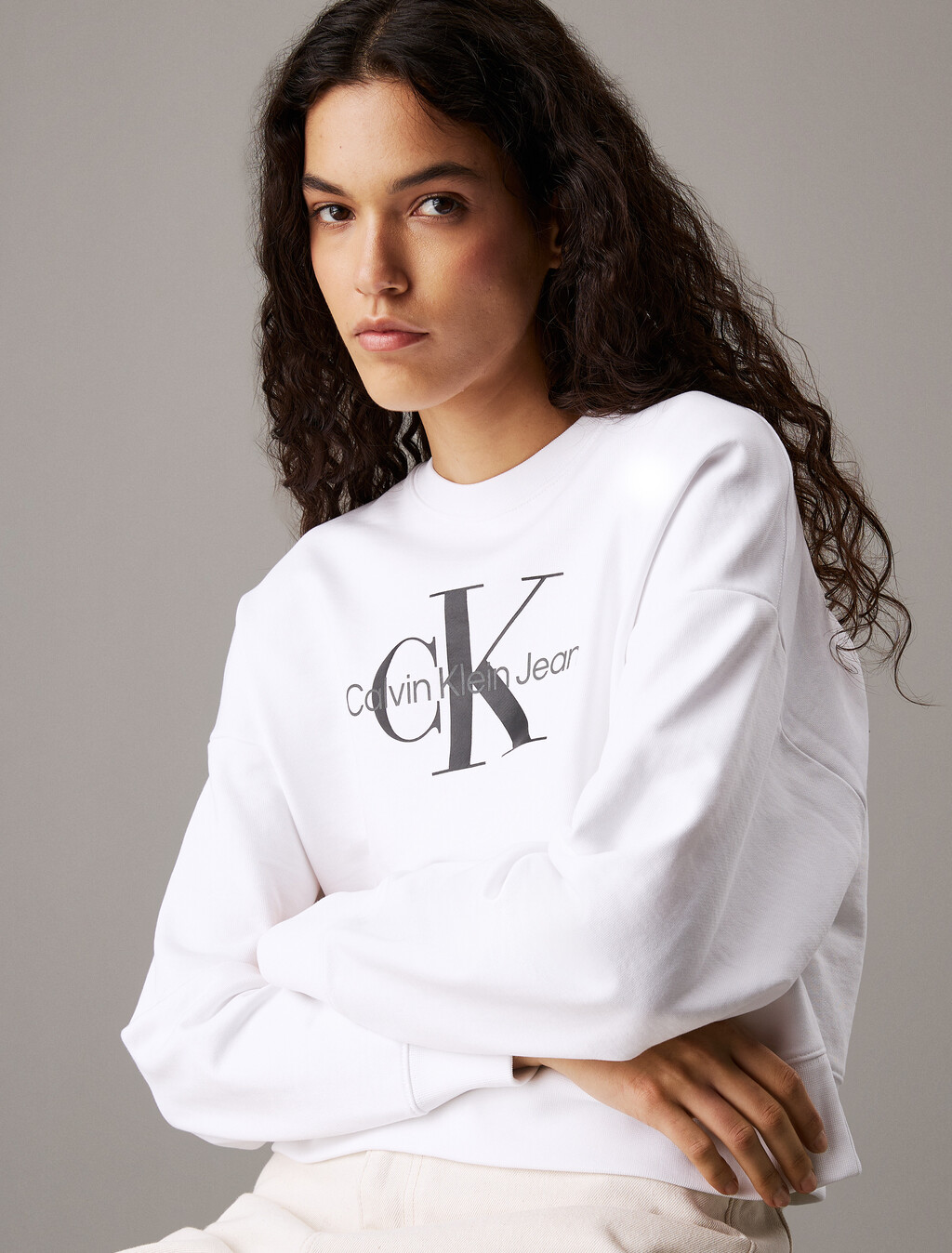 Monogram 短版運動衫, Brilliant White, hi-res