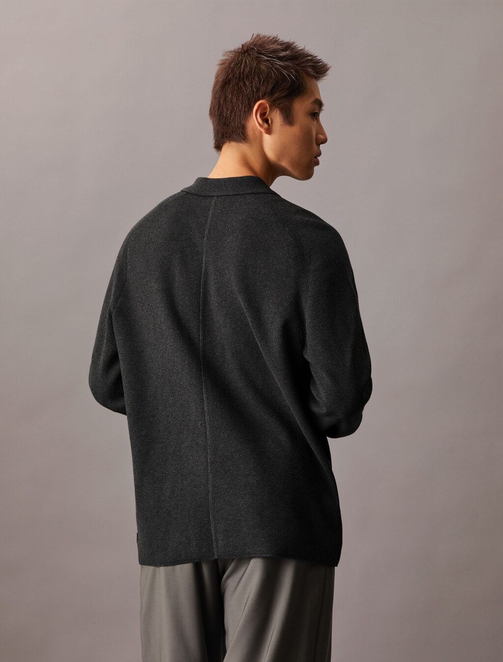 Tech Knit Sweater Polo Shirt, Gunmetal Htr, hi-res