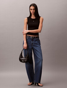 Monogram 標籤鏤空背心, Black, hi-res