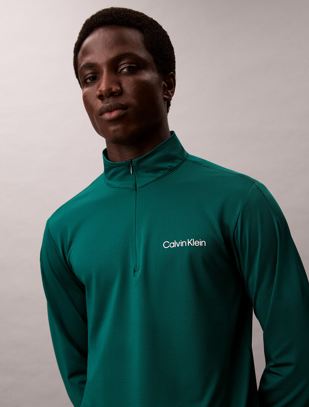 Icon Sport Zip Collar Top, Turf, hi-res