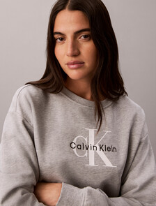 Cropped Monogram Sweatshirt, Heroic Grey Heather, hi-res