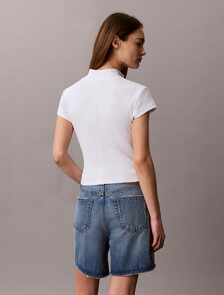 Monologo Patch Rib Zip Top, Bright White, hi-res