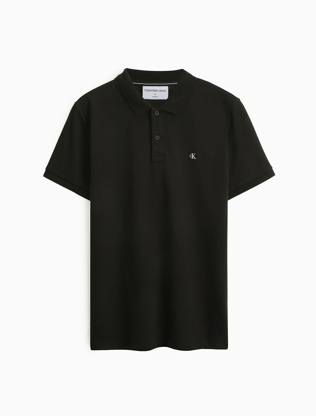 Ck Badge Slim Smooth Cotton Polo, Ck Black, hi-res