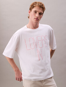 Pride Lovers In Graphic 寬版 T 恤, Bright White, hi-res