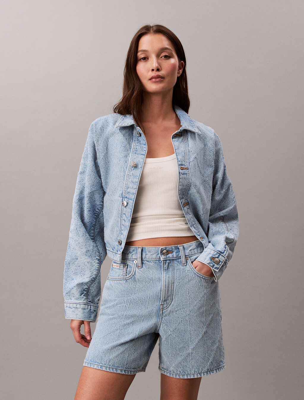 90s Straight Needle punch Denim Short, CK TROPIC, hi-res