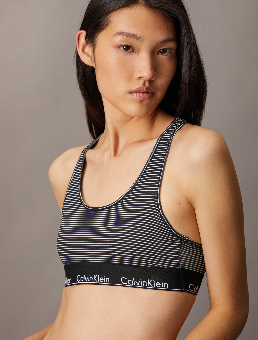 Icon Cotton Lightly Lined Bralette, HAIRLINE STRIPE+BLACK, hi-res