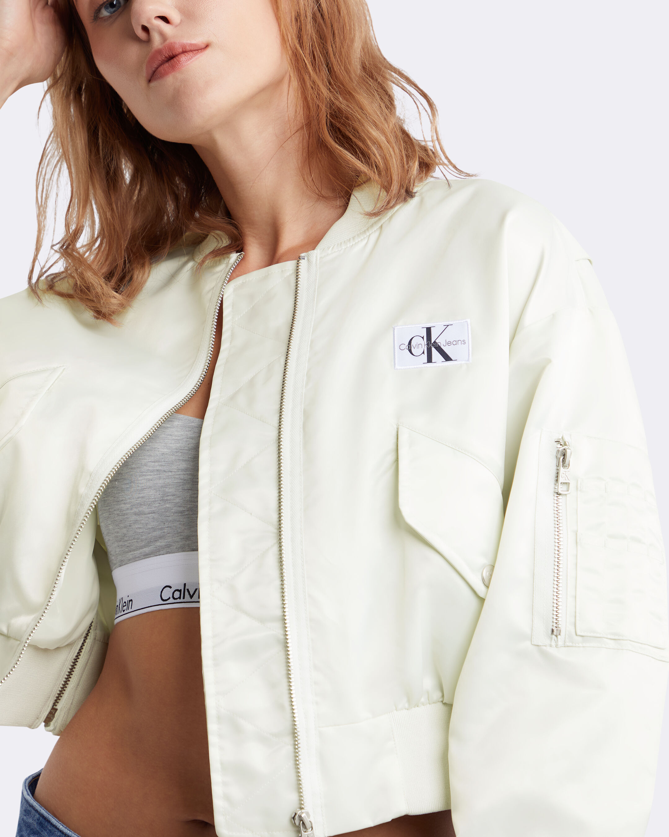 Calvin klein white windbreaker deals