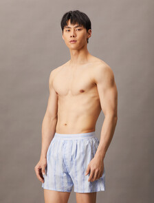 府綢棉經典四角內褲, 18870 CLASSIC LOGO STRIPE+HALOGEN BLUE, hi-res