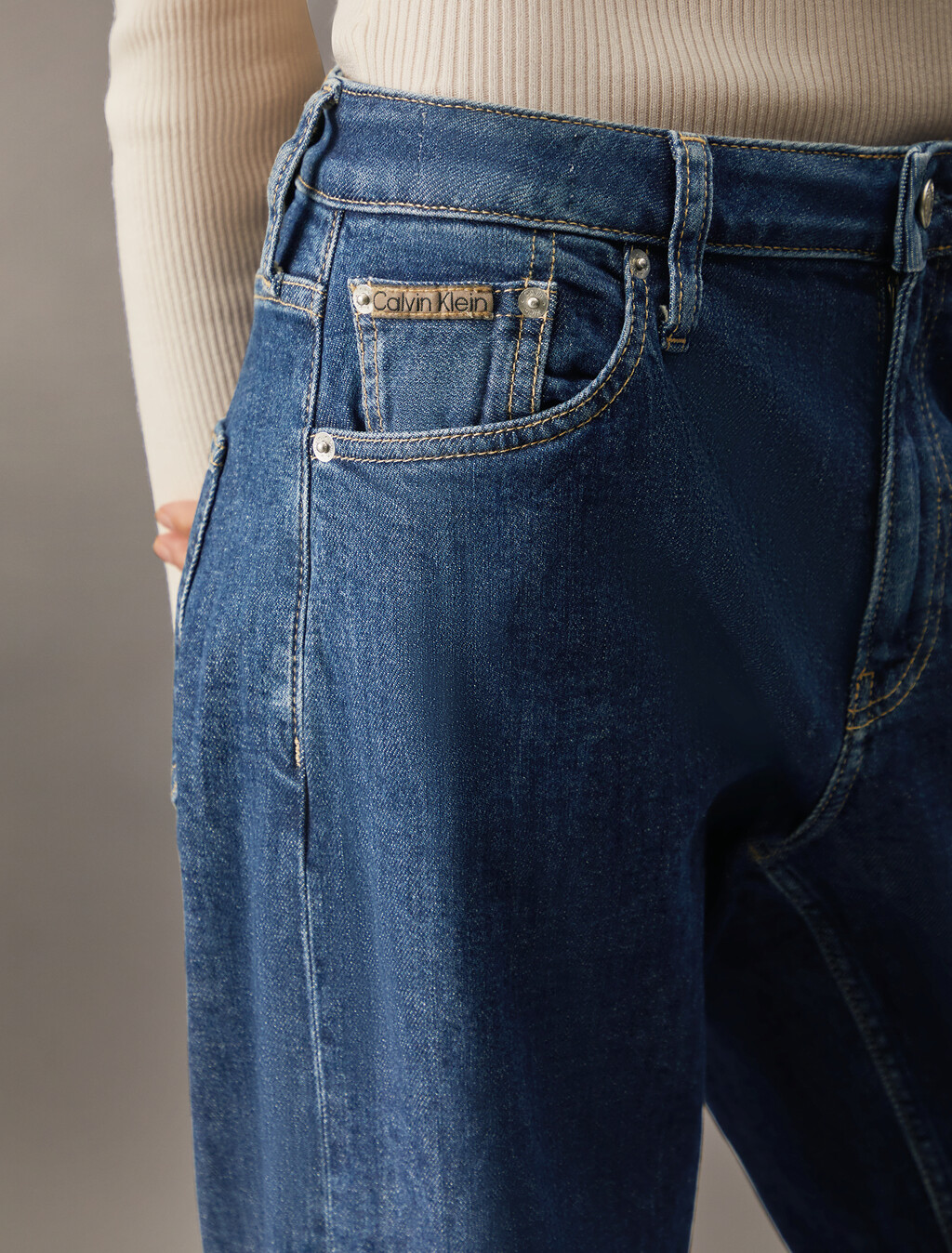 義大利布邊 90 年代直筒牛仔褲, Denim Dark, hi-res