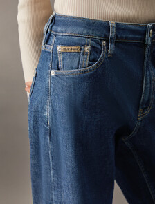 義大利布邊 90 年代直筒牛仔褲, Denim Dark, hi-res