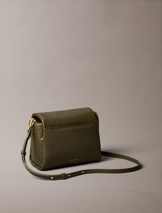Padded Emblem Hardware Crossbody Bag