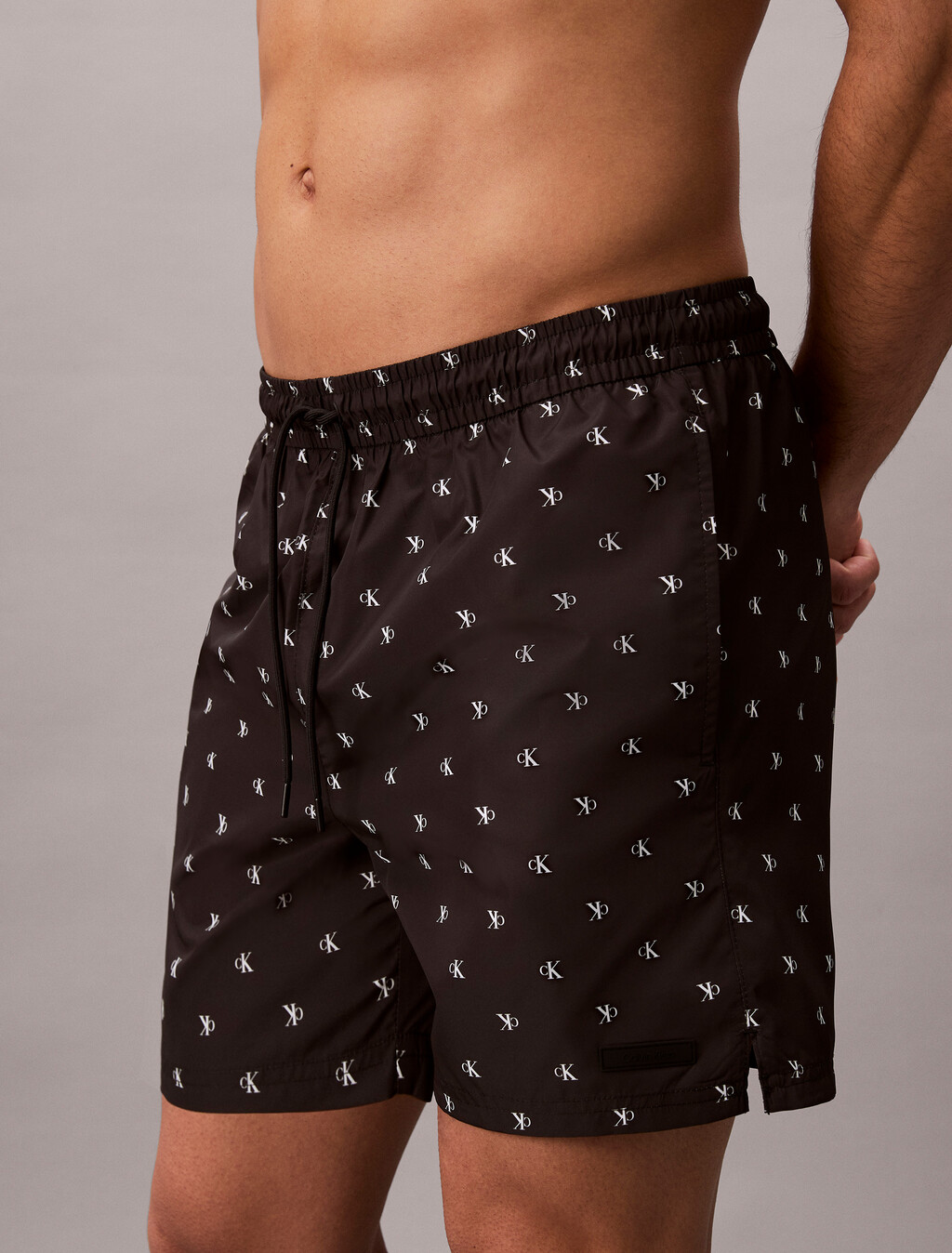 Solid Swim Shorts, 17496 DIAMOND LOGO BLACK, hi-res