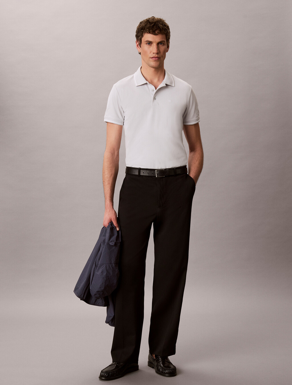 Cooling Tipped Collar Polo, Marble Gray, hi-res