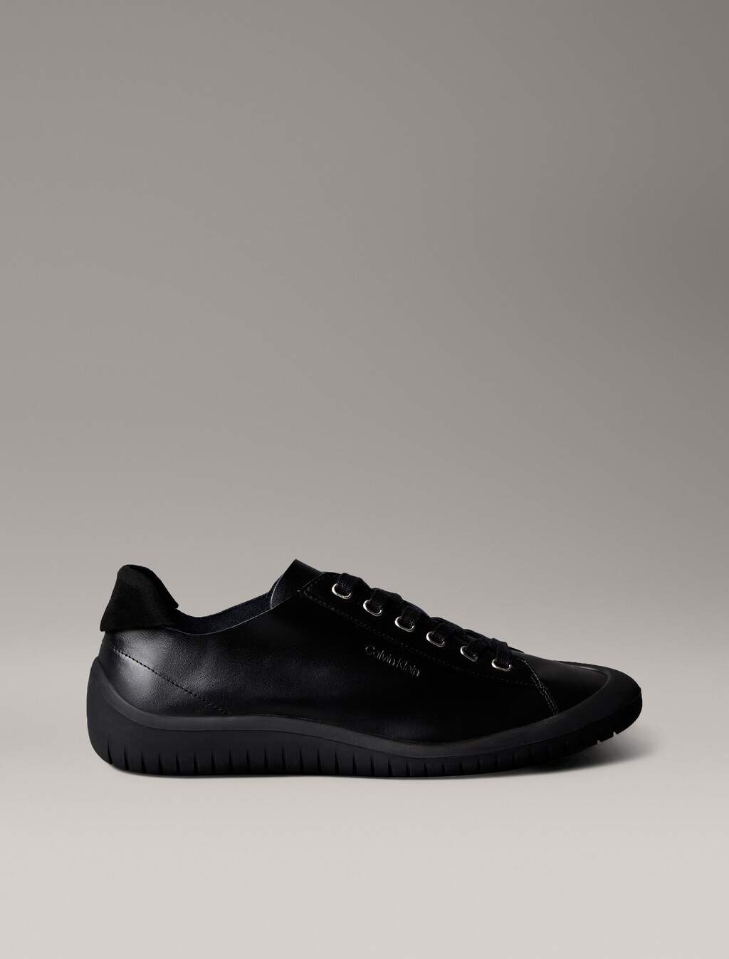 光滑皮革混合運動鞋, Triple Black, hi-res