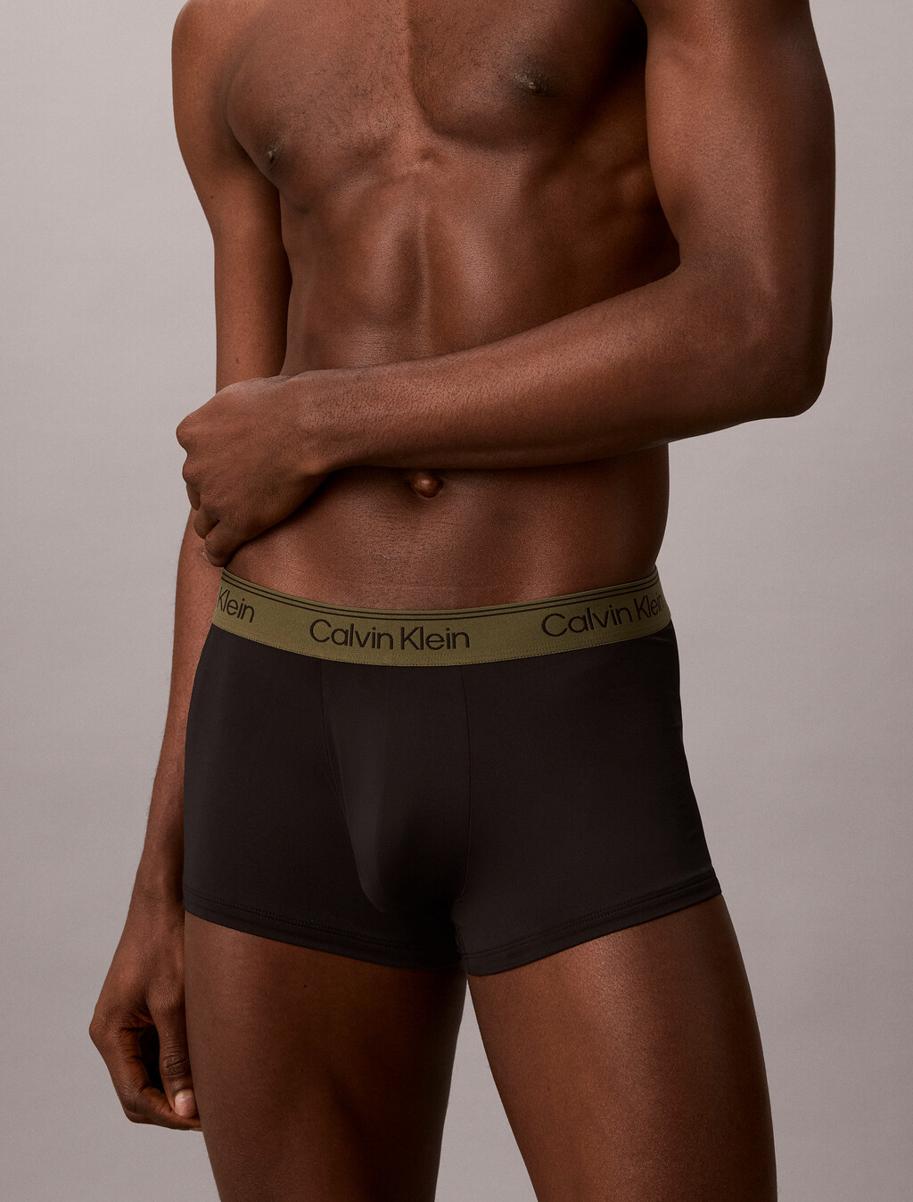 3 Pack Low Rise Trunks - Microfibre Stretch, BLACK W/ BRONZE FLASH WB/Black/Olive Night WBs, hi-res