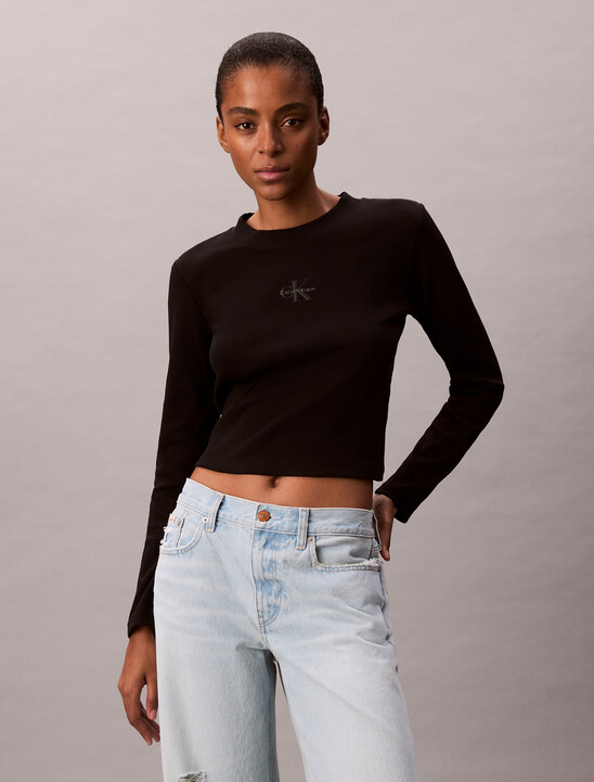 Monogram Logo Long Sleeve Baby Tee