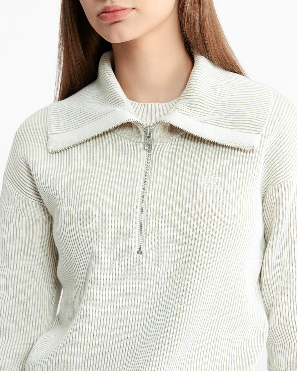 Hyper Real Half Zip Collar Sweater, Ivory, hi-res
