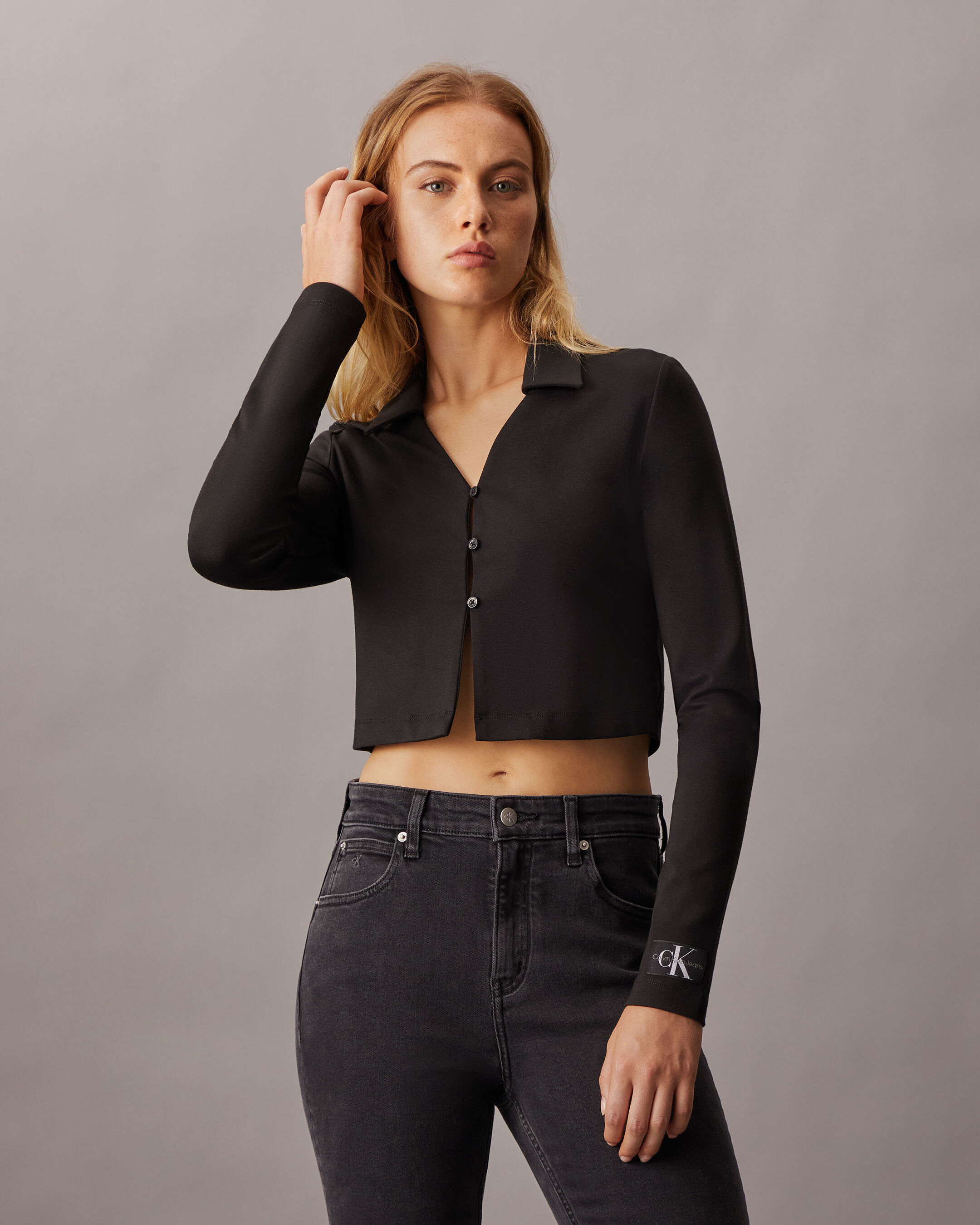 Milano Button Cropped Cardigan black Calvin Klein Taiwan