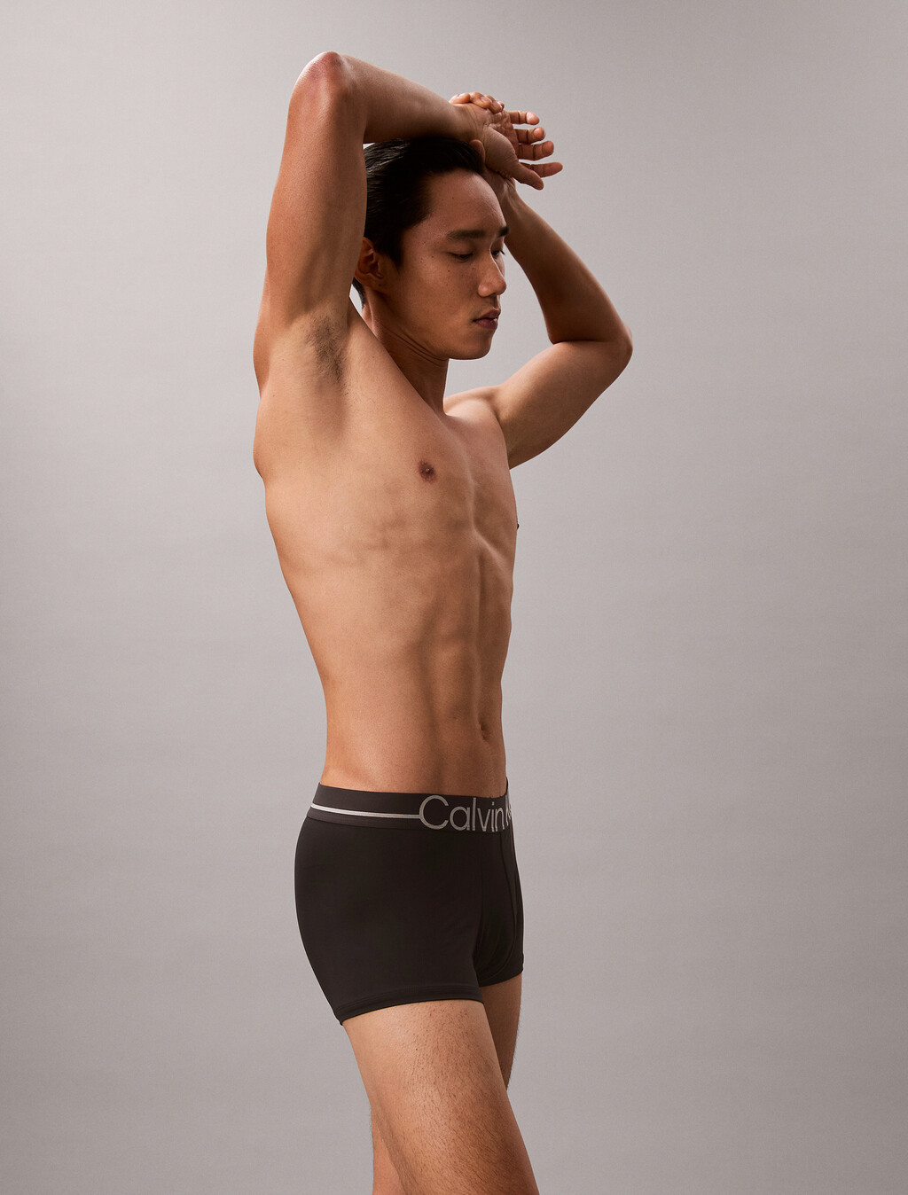 Icon 超細纖維彈性金屬感低腰平口內褲, Black, hi-res