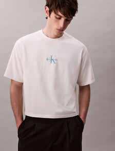 Monogram Logo Washed Relaxed Tee, Tofu, hi-res