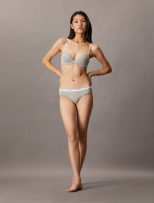 棉質莫代爾無鋼圈托高深 V 胸罩, Grey Heather, hi-res