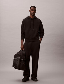 條紋工裝拉鍊圓頂後背包, Black, hi-res