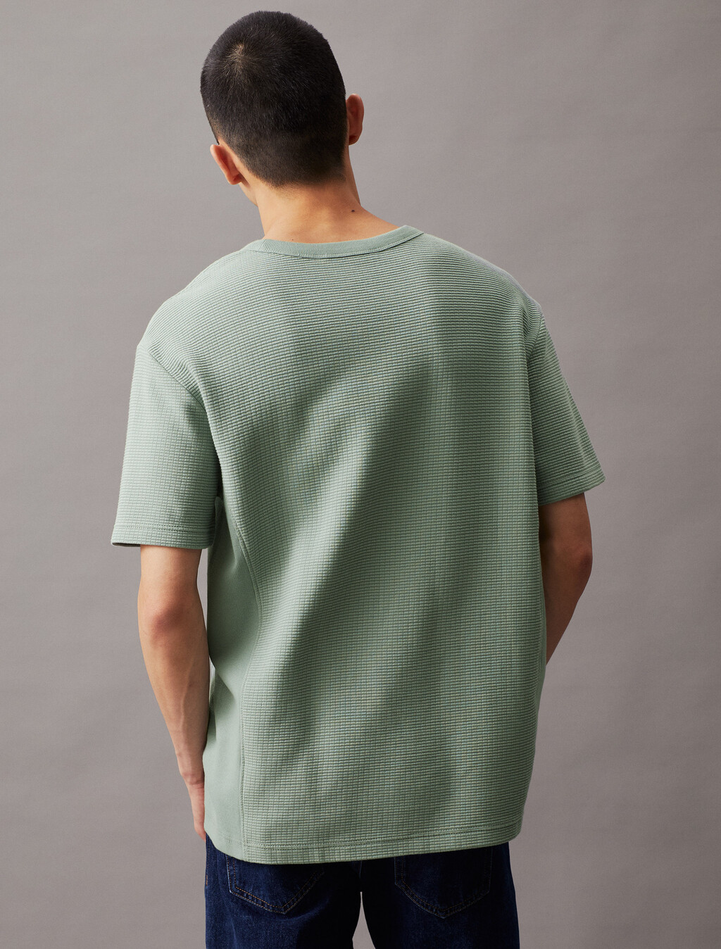 華夫格 Monogram 標誌寬鬆 T 裇, Slate Gray, hi-res