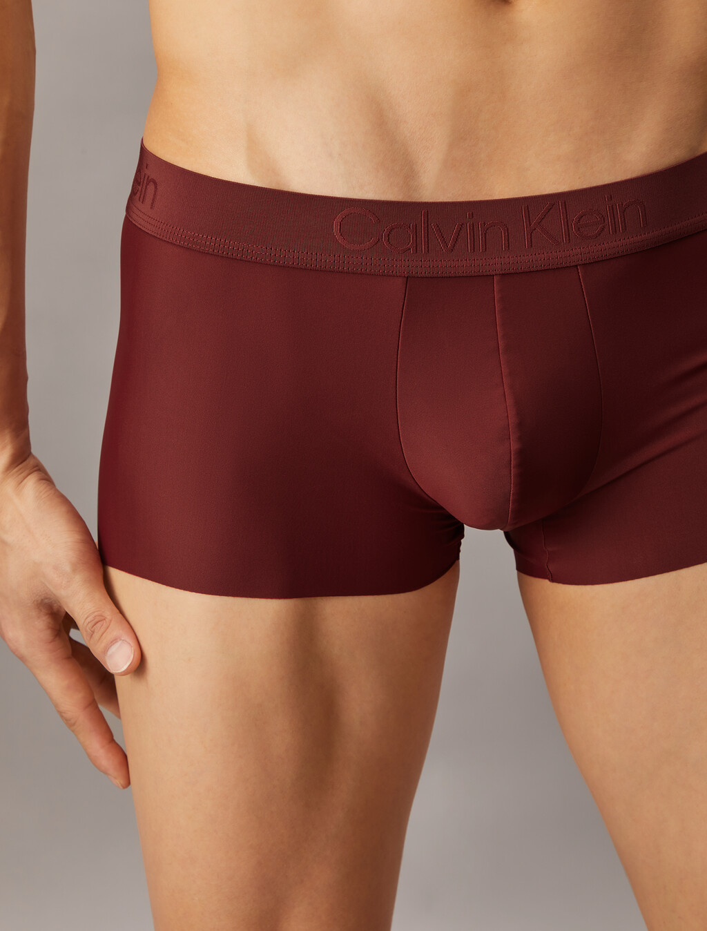 CK Black Low Rise Trunks, RUBY WINE, hi-res
