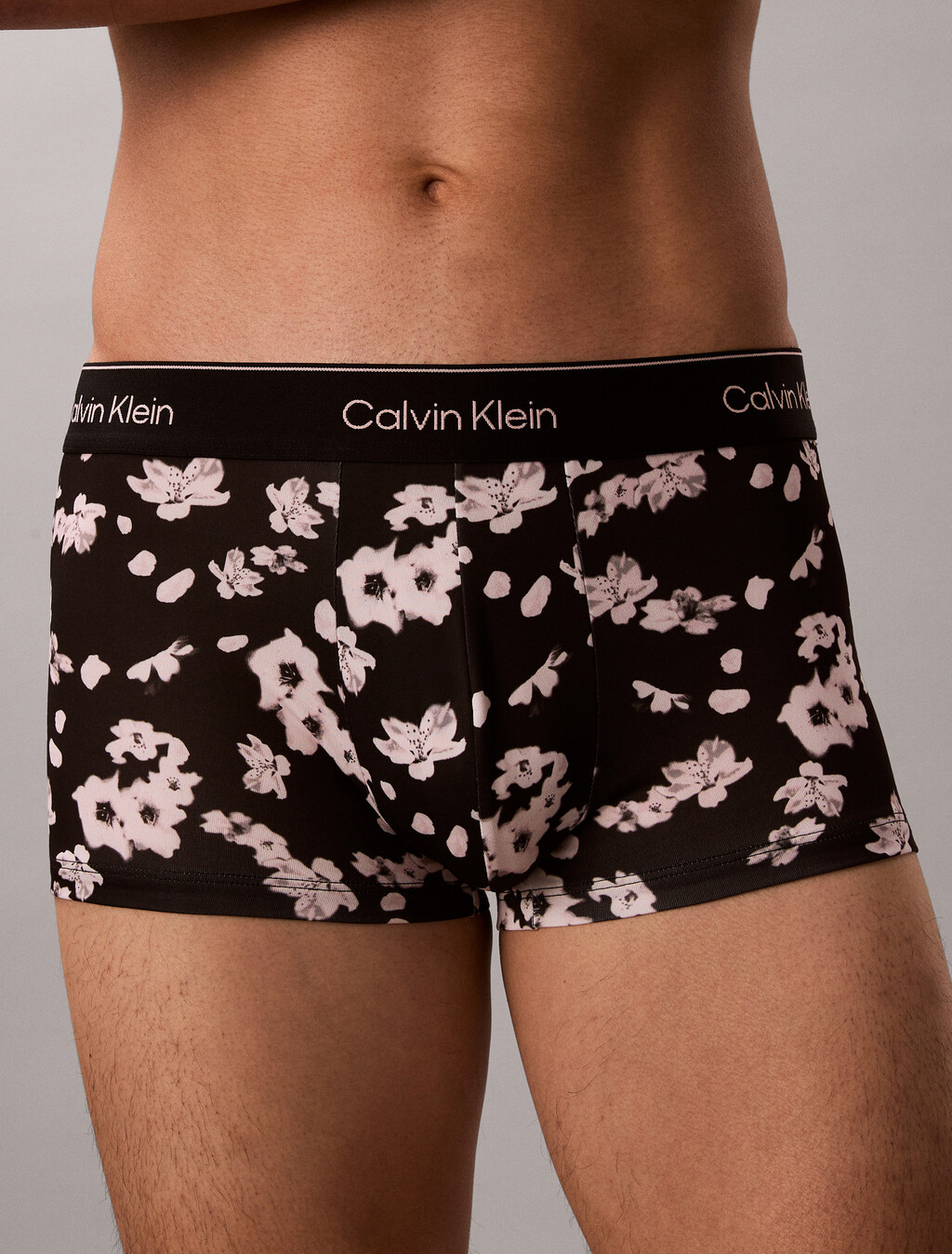 Icon Microfiber Stretch Low Rise Trunk, Cherry Blossom Black, hi-res