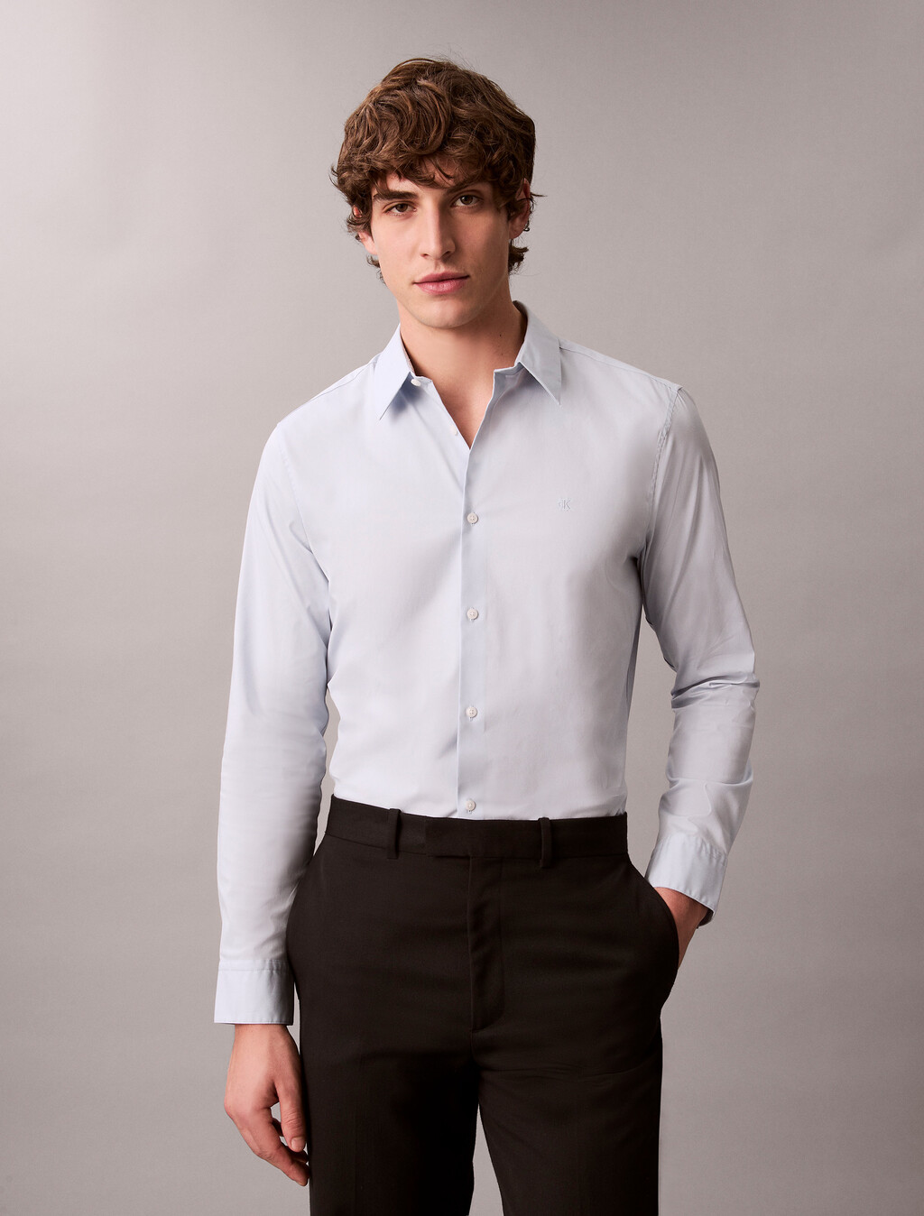 Slim Stretch Poplin Shirt, Niagara Mist, hi-res