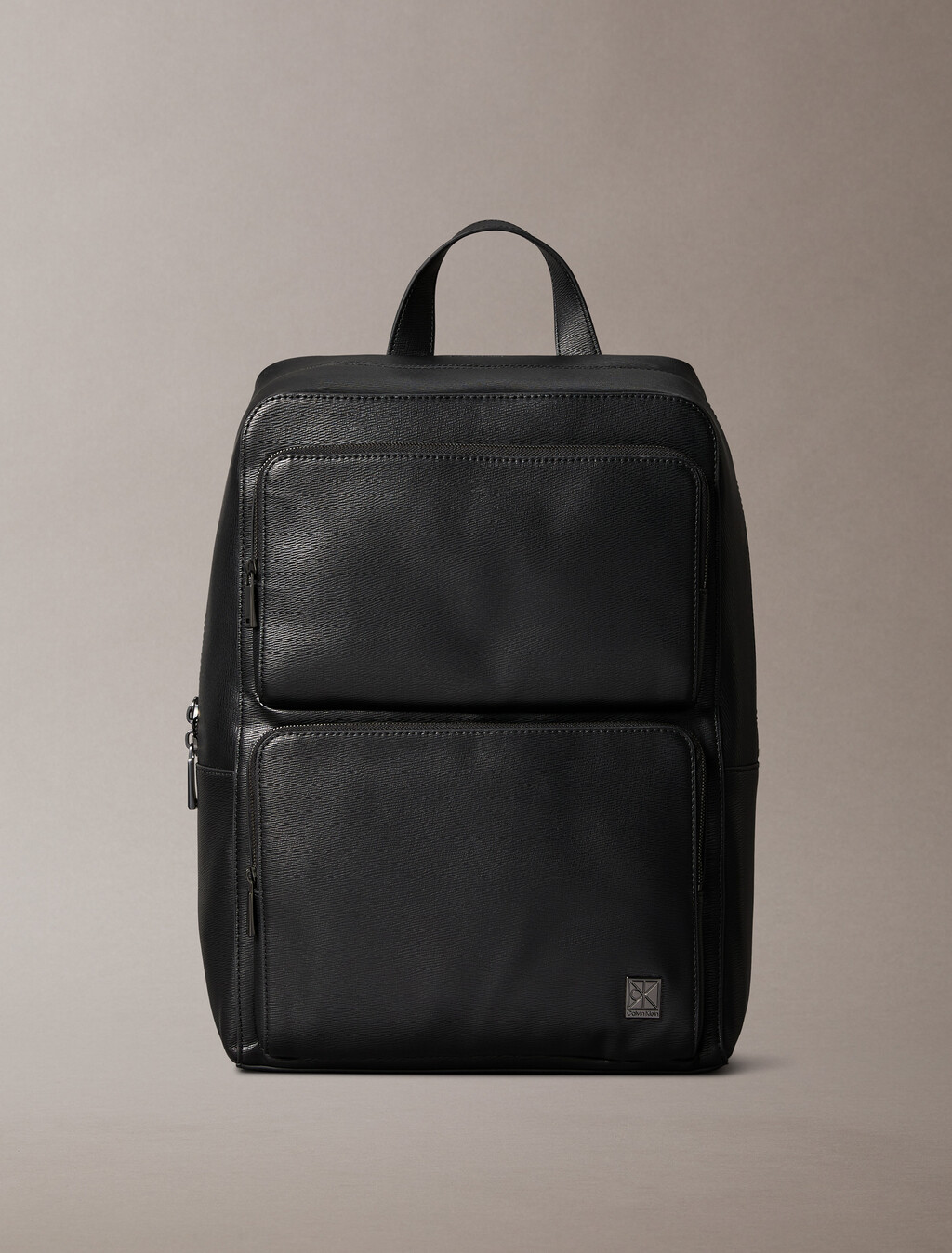 Slim Saffiano Emblem Logo Backpack, Black, hi-res
