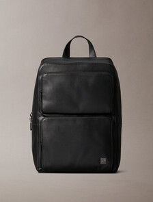Slim Saffiano Emblem Logo Backpack, Black, hi-res