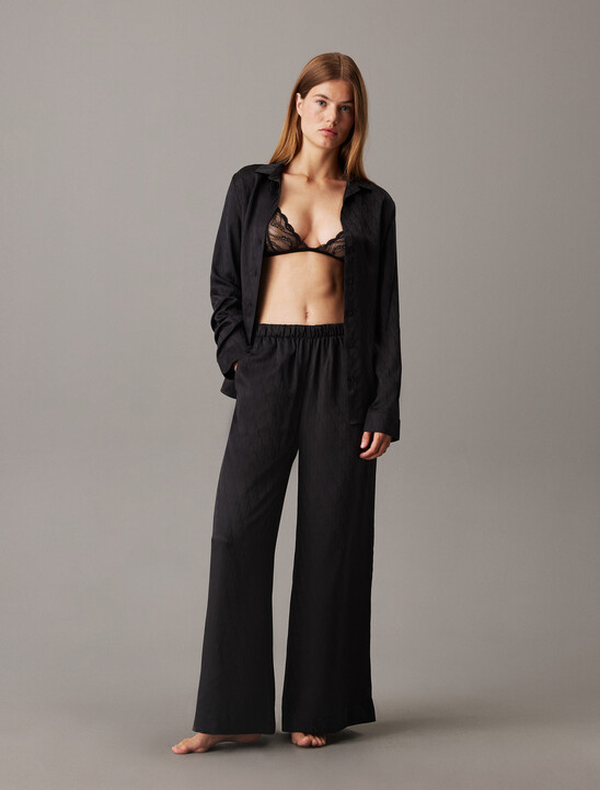 Sensual Satin Monogram Jacquard Sleep Shirt