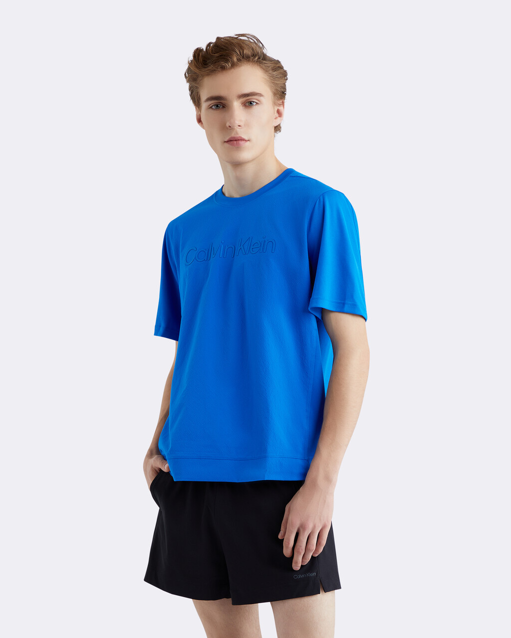 紋理健身T恤, LAPIS BLUE, hi-res