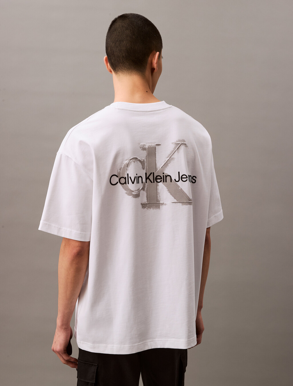 超寬鬆 Monogram 壓花標誌 T 恤, Brilliant White, hi-res