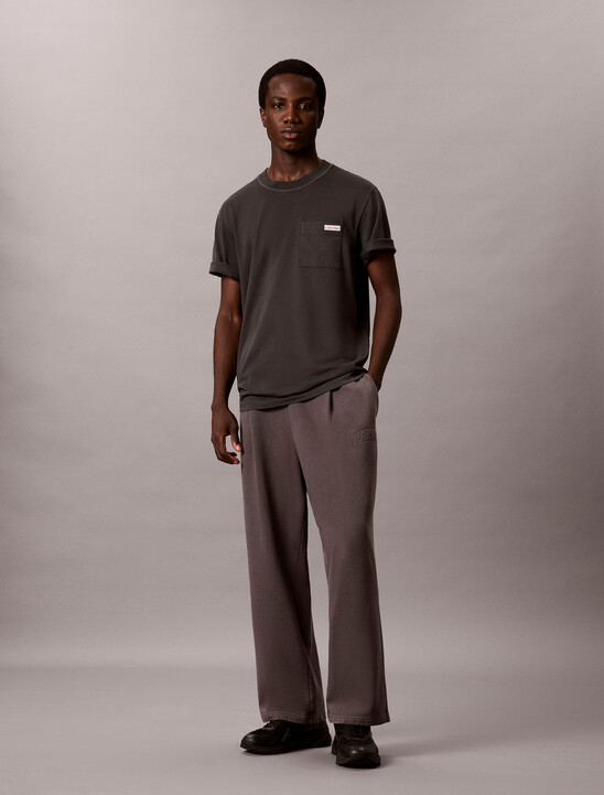 Garment-Dyed Wide Leg Sweatpants