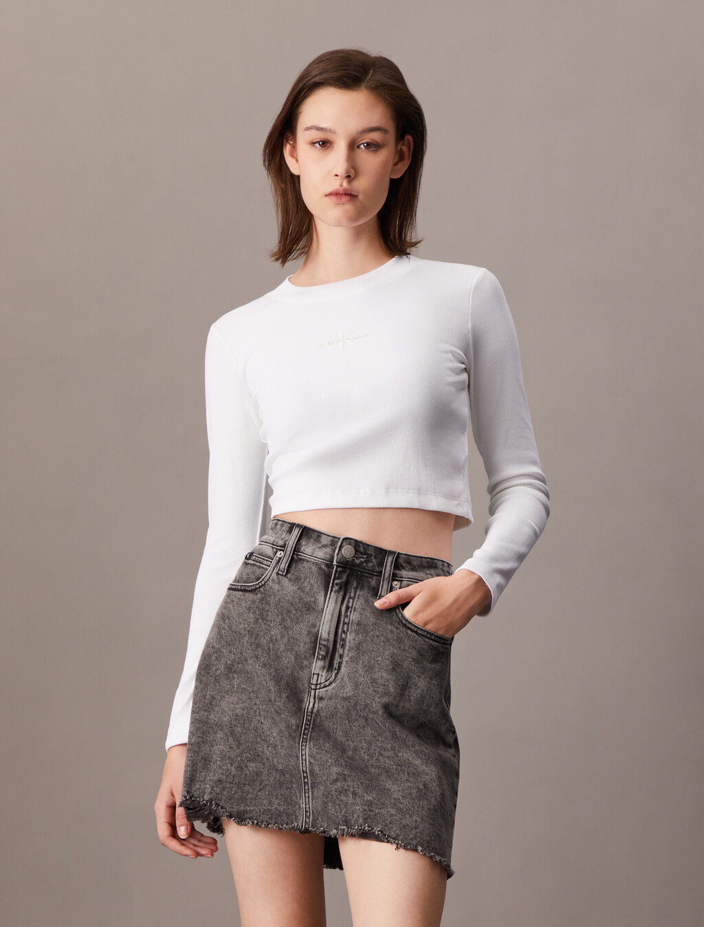 Monogram Baby Fit Rib Knit Tee, Bright White, hi-res