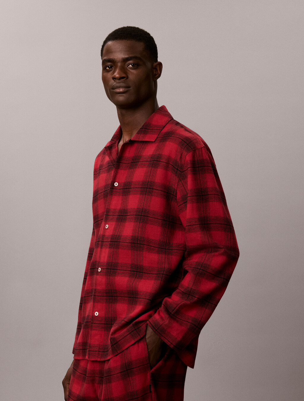 法蘭絨睡裝上衣, 21634 Domino Plaid Rio Red, hi-res
