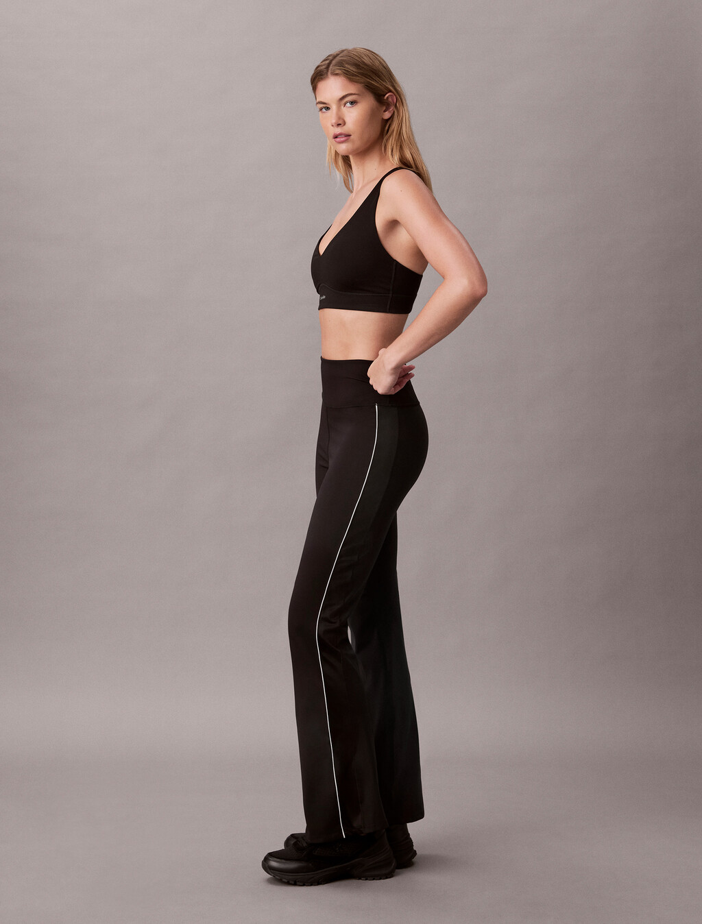 Shine Stripe Flared Leggings, /Black, hi-res