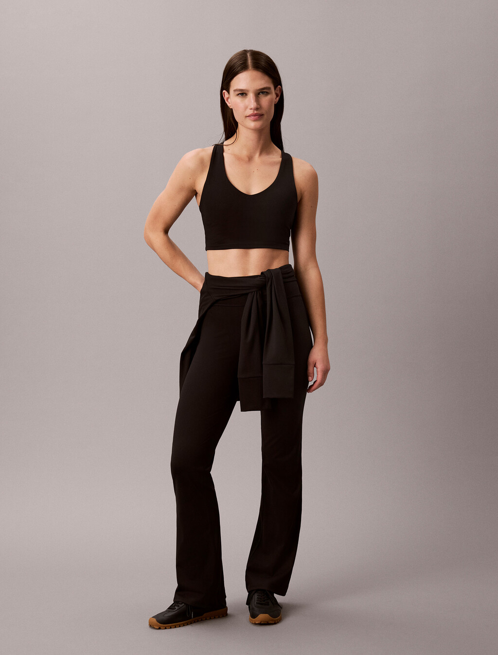 Quick-Dry Longline Racerback Sports Bra, Black, hi-res