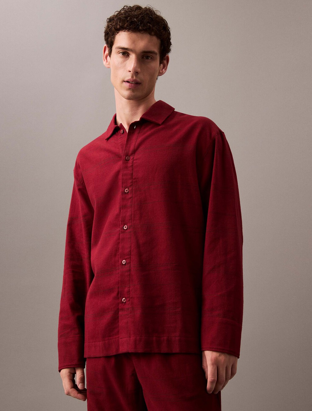 Flannel Sleep Button Down Shirt, 17770 BEAM PLAID+SYRAH, hi-res