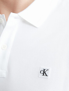 Ck 徽章修身光滑棉質 Polo 衫, Bright White, hi-res