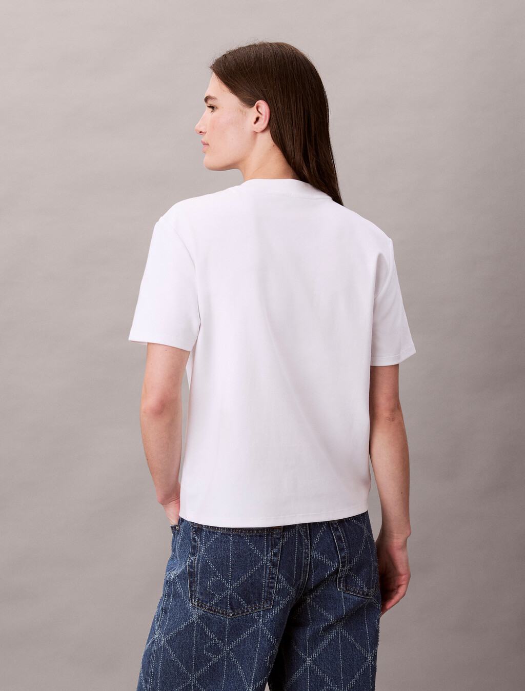 高級棉質小高領 T 恤, Brilliant White, hi-res